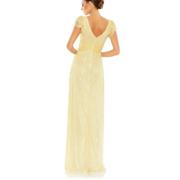 Mac Duggal Sequin Flutter Cap Sleeve Gown Size 10 - Picture 2 of 15